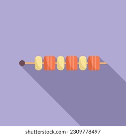 Grilled food stick icon flat vector. Bbq cook. Dinner pork