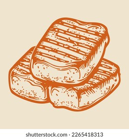 Halloumi a la parrilla. Ilustración de color del vector.