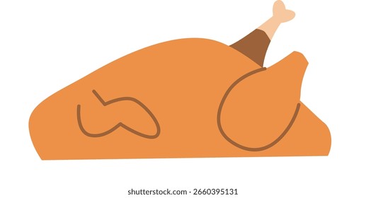 Grilled hen Christmas dish vector illustration