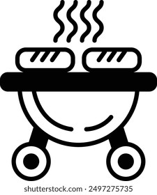 A Grilled hot dog icon in line style.