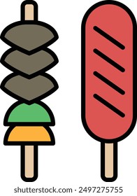 A Grilled hot dog icon in line style.
