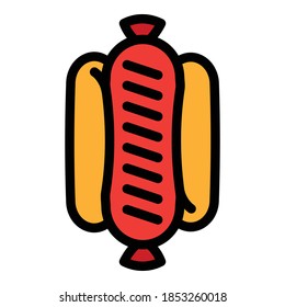 Grilled hot dog icon. Outline grilled hot dog vector icon for web design isolated on white background