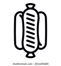 Grilled hot dog icon. Outline grilled hot dog vector icon for web design isolated on white background