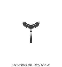 Grilled hotdog icon logo flat vector design