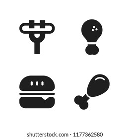 grilled icon. 4 grilled vector icons set. chicken leg, sausage and burger icons for web and design about grilled theme