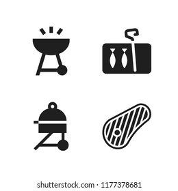 grilled icon. 4 grilled vector icons set. barbecue, steak and bbq icons for web and design about grilled theme