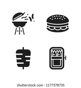 grilled icon. 4 grilled vector icons set. barbecue, kebab and burger icons for web and design about grilled theme