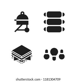 grilled icon. 4 grilled vector icons set. fried chicken, ribs and sandwich icons for web and design about grilled theme
