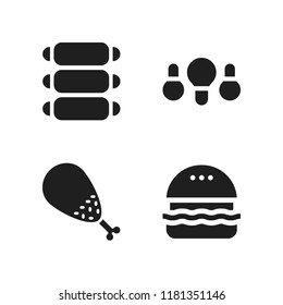 grilled icon. 4 grilled vector icons set. ribs, chicken leg and burger icons for web and design about grilled theme