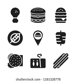 grilled icon. 9 grilled vector icons set. burger, sardine and hot dog icons for web and design about grilled theme