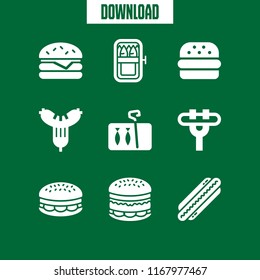 grilled icon. 9 grilled vector set. hot dog, sardines, sardine and sausage icons for web and design about grilled theme