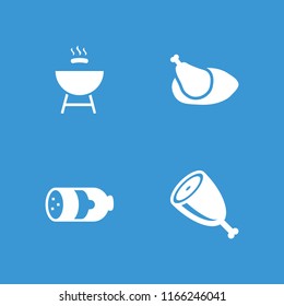 Grilled icon. collection of 4 grilled filled icons such as sausage, chicken, meat. editable grilled icons for web and mobile.