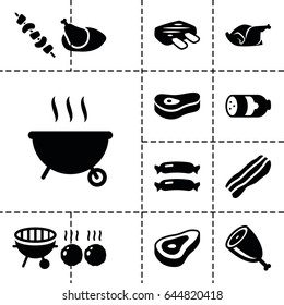 Grilled icon. set of 13 filled grilledicons such as beef, sausage, chicken, kebab, bbq, bacon, meat