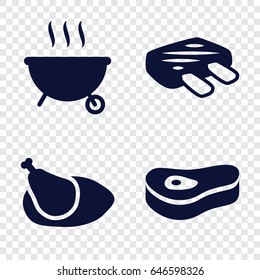 Grilled icons set. set of 4 grilled filled icons such as chicken, meat