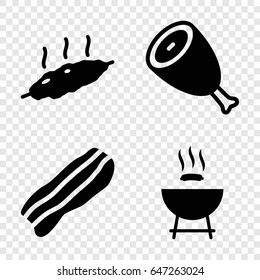 Grilled icons set. set of 4 grilled filled icons such as beef, bacon, meat