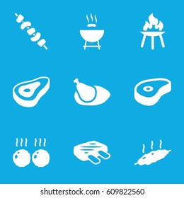 Grilled icons set. set of 9 grilled filled icons such as beef, kebab, chicken, meat, bbq