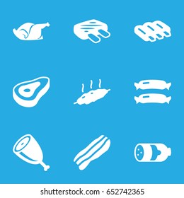 Grilled icons set. set of 9 grilled filled icons such as beef, sausage, chicken, bacon
