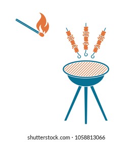 Grilled kebab icon. Vector illustration