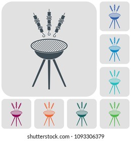 Grilled kebab icon. Vector illustration
