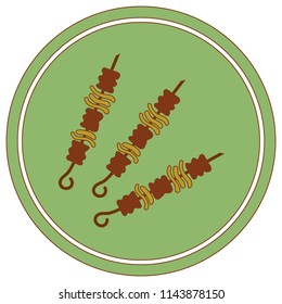 Grilled kebab icon. Vector illustration