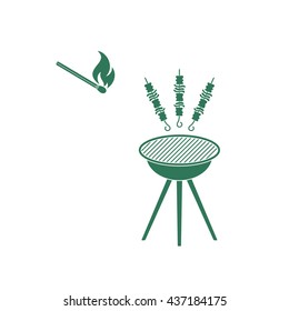 Grilled kebab icon. Vector illustration

