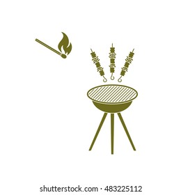 Grilled kebab icon. Vector illustration

