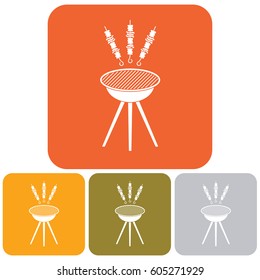 Grilled kebab icon. Vector illustration

