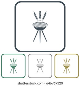 Grilled kebab icon. Vector illustration

