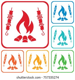 Grilled kebab icon. Vector illustration