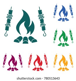Grilled kebab icon. Vector illustration

