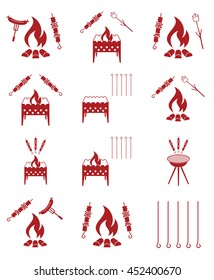 Grilled kebab icons set. Vector illustration

