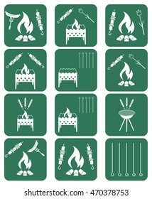 Grilled kebab icons set. Vector illustration

