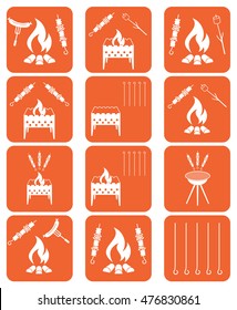 Grilled kebab icons set. Vector illustration