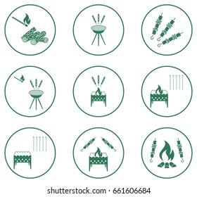 Grilled kebab icons set. Vector illustration

