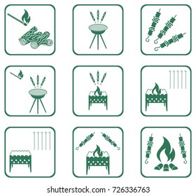 Grilled kebab icons set. Vector illustration