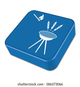Grilled kebab and match icon. Vector illustration

