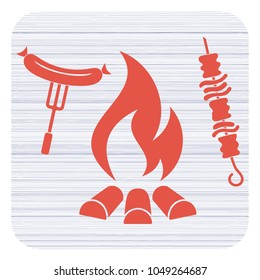 Grilled kebab and sausage icon. Vector illustration