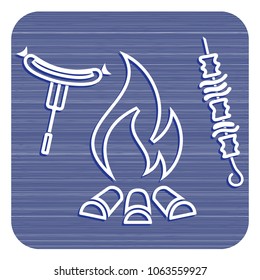Grilled kebab and sausage icon. Vector illustration