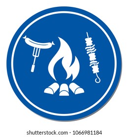 Grilled kebab and sausage icon. Vector illustration

