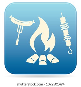 Grilled kebab and sausage icon. Vector illustration