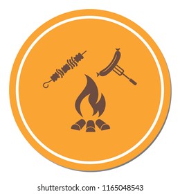 Grilled kebab and sausage icon. Vector illustration

