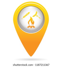 Grilled kebab and sausage icon. Vector illustration