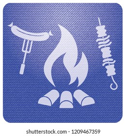 Grilled kebab and sausage icon. Vector illustration