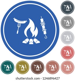 Grilled kebab and sausage icon. Vector illustration