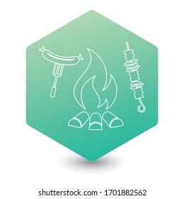 Grilled kebab and sausage icon. Vector illustration

