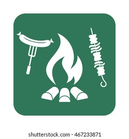 Grilled kebab and sausage icon. Vector illustration

