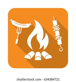 Grilled kebab and sausage icon. Vector illustration

