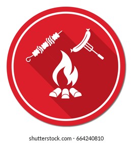 Grilled kebab and sausage icon. Vector illustration

