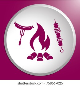 Grilled kebab and sausage icon. Vector illustration