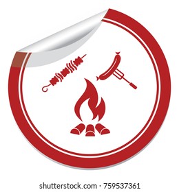 Grilled kebab and sausage icon. Vector illustration